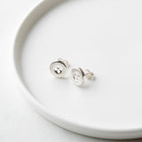 Silver Button Stud Earrings