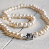 Vintage Style Square Clasp Pearl Necklace