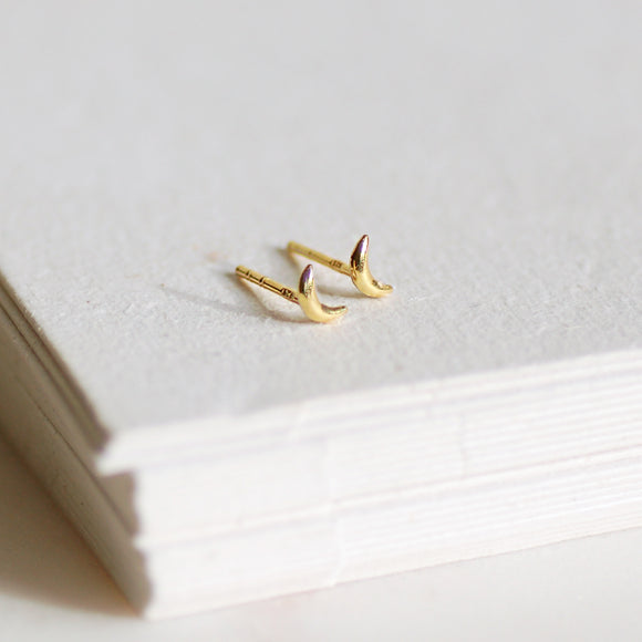 Tiny Gold Crescent Moon Earrings