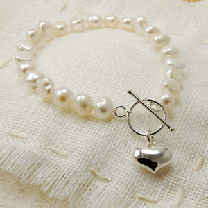 Pearl Bracelet With Heart Charm