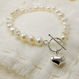 Pearl Bracelet With Heart Charm