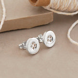 Silver Button Stud Earrings