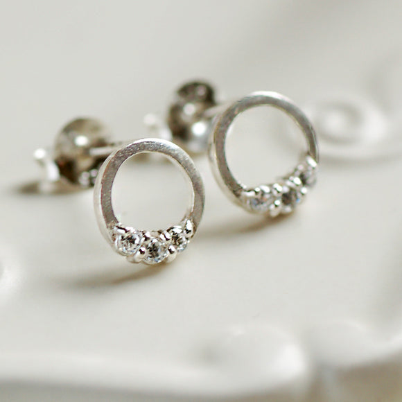 Dainty Diamante Loop Stud Earrings