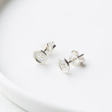 Tiny Sterling Silver Button Earrings