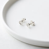 Tiny Sterling Silver Button Earrings