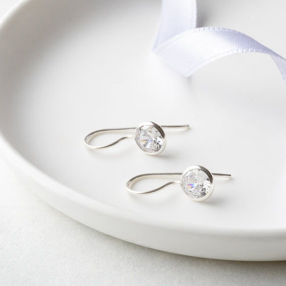 Sterling Silver Diamante Wire Earrings