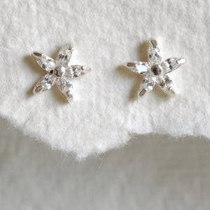 Diamante Star Flower Earrings