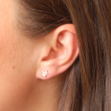 Tiny Bow Pearl Stud Earrings