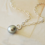 Grey Pearl Drop Necklace