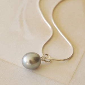 Grey Pearl Drop Necklace