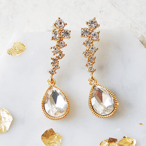 Gold Diamante Teardrop Earrings