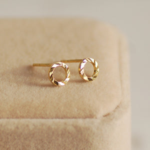 Gold Hammered Loop Stud Earrings