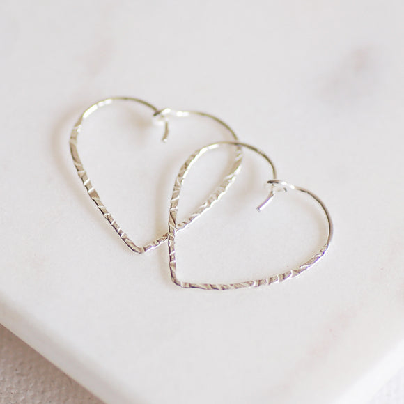 Sterling Silver Heart Hoop Earrings