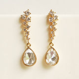 Gold Diamante Teardrop Earrings