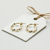 Gold Twisted Hoop Stud Earrings