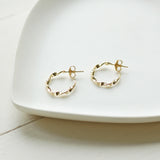 Gold Twisted Hoop Stud Earrings