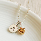 Personalised Initial Necklace with Heart Charm